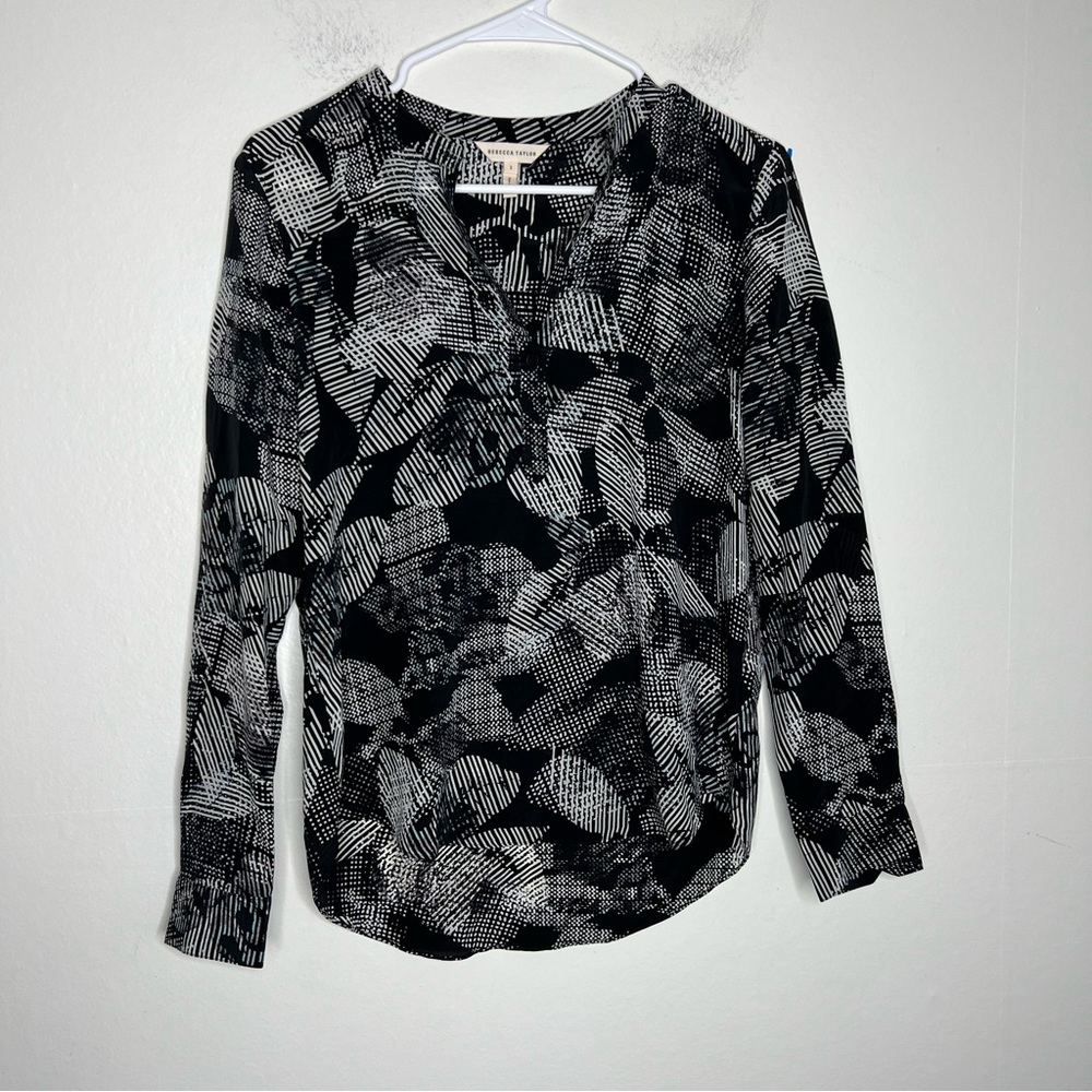 Rebecca Taylor Silk Blouse Top Sz 2 Long Sleeves